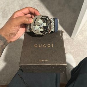 Gucci Belt Navy Blue Monogram